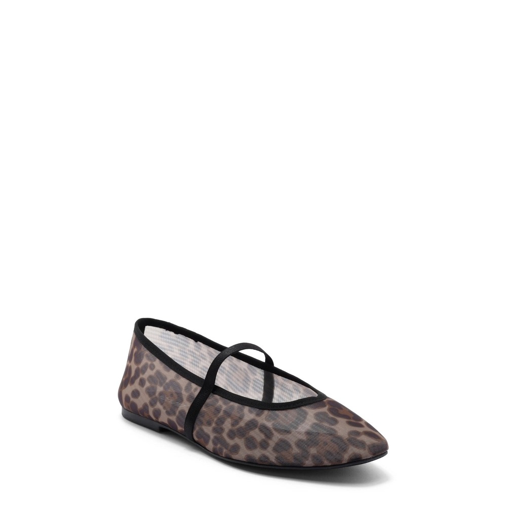 Abound Womens Leopard Mesh Mary Jane Ballet Flats Brown Animal Print Size 7.5